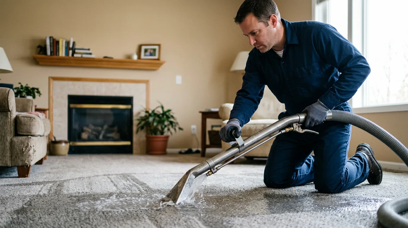 Water damage restoration technician working near Nortonville, KS